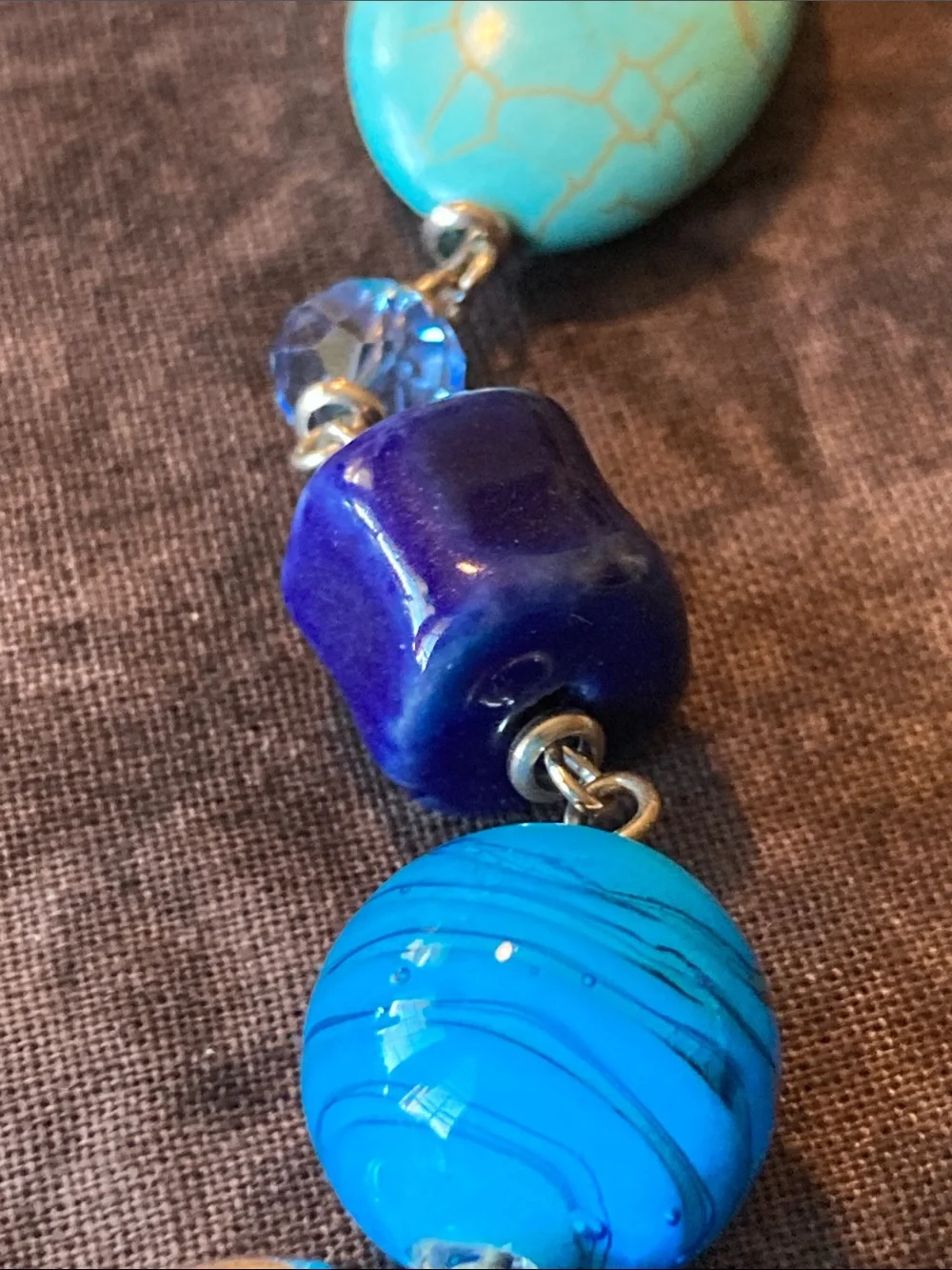 Multicolor Bead Necklace - Shades of Turquoise & Purple